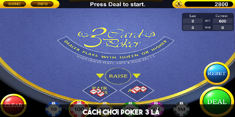 Các vòng cược và lưu ý khi chơi Poker phiên bản 3 lá